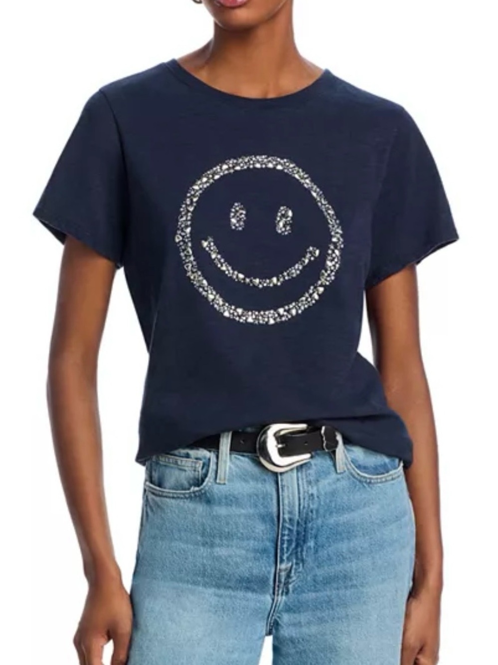 5 a 7 cinq a Sept Embellished Collage Smiley Tee Shirt